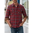 thumbnail image 4 of JMIERR Men Button Down Regular Fit Long Sleeve Plaid Flannel Casual Shirts, 4 of 6