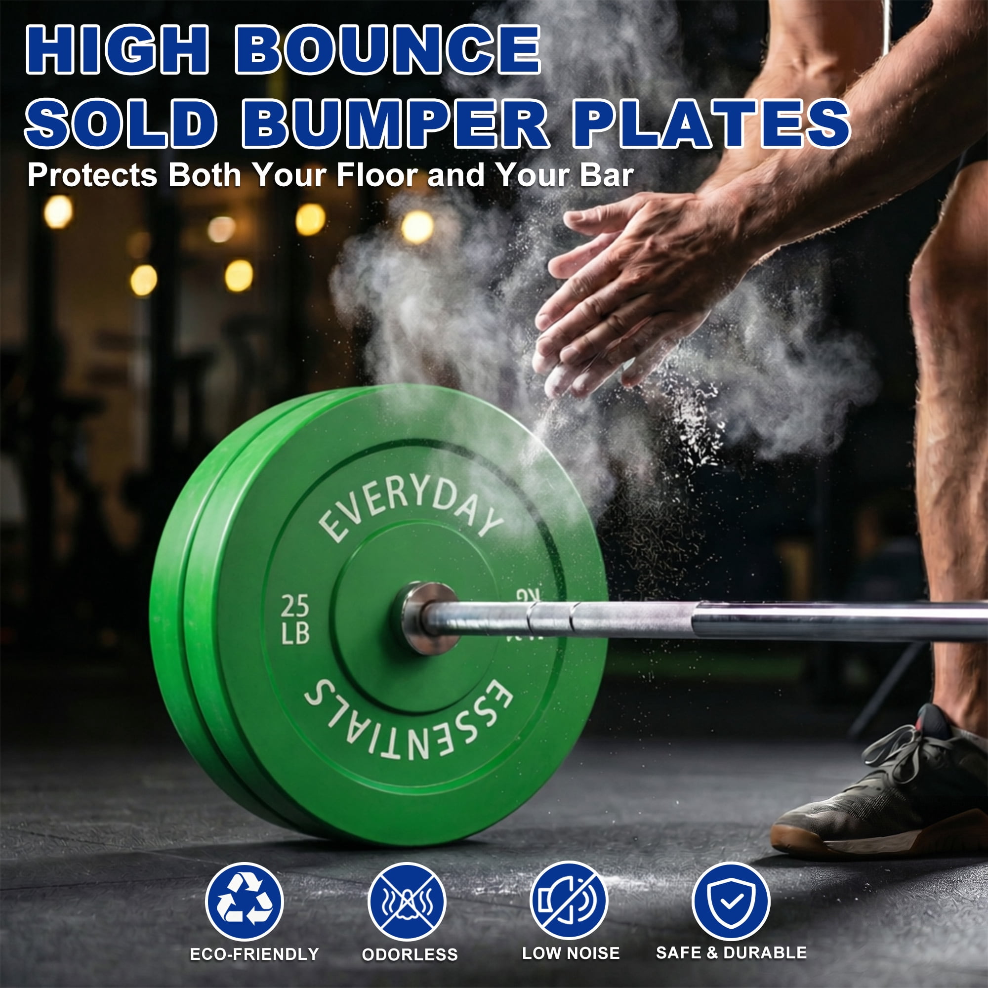 INTRTLOCKINGING TILES 100 LB Colored Bumper Plates Set, Olympic 2-Inch Rubber Weight Plates for Home Workouts, Weightlifting and Strength Training