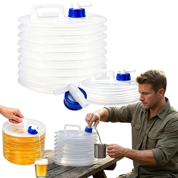 Collapsible Water Container, Portable Water Jug with Spigot & Foldable Leakproof Design, Camping Water Storage Container for Hiking RV Travel