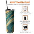 thumbnail image 6 of 20oz Teal Gold Wave Marble Pattern Skinny Tumblers Stainless Steel Tumbler with Lid and Straw,Vacuum Insulated Double Wall Travel Tumbler Cups with Cleaning Brush for Coffee,Tea, 6 of 6