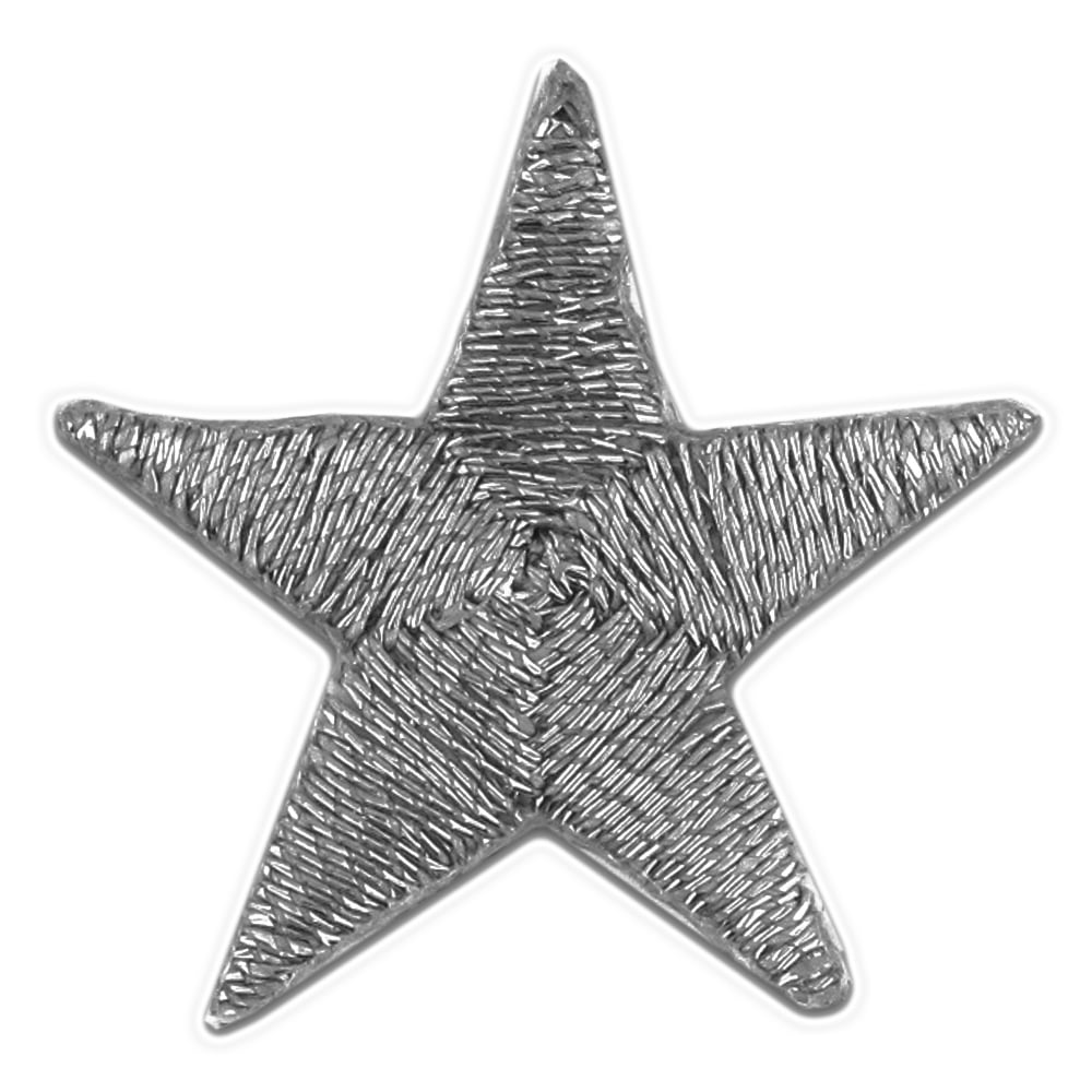 Silver Star Embroidered Applique Sticker