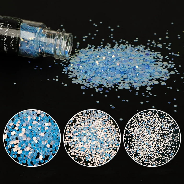 LET'S RESIN Glow in The Dark Glitter, 100G High Luminous Glitter for Resin/Makeup,  Chunky Glitter for Epoxy/UV Resin, Nail, Cosmetic, Skin, DIY Crafts, Slime,  Tumblers, Halloween Decor green
