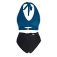 thumbnail image 7 of Afdoent Bikini Sets For Women High Waisted Push Up Two Piece Swimsuits Vintage Retro Ruched Print Bikini Set Beach Swimwear, 7 of 7