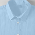 thumbnail image 7 of FAWUUDO Men's Casual Short Sleeve Button Down Collar Breathable Loose Quick Dry Solid Color Shirts Sky Blue, 7 of 7