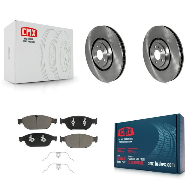 CMX Front Disc Brake Rotors and Ceramic Pads Kit for Car 2011 Audi A8 Quattro with 356mm Diameter Rotor K8C-103221