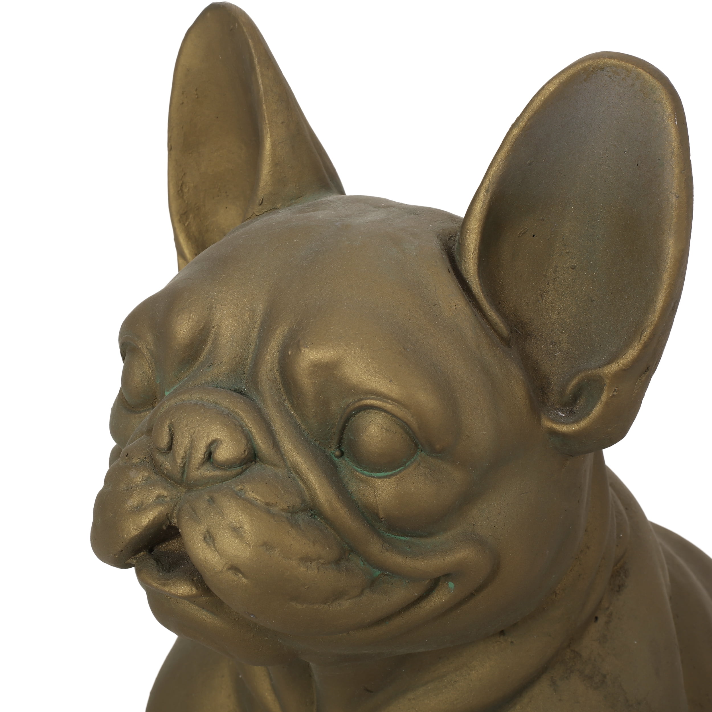 Noble House Delamore Outdoor French Bulldog Garden Statue in Rustic Gold