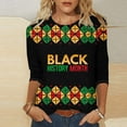 thumbnail image 2 of Tnhcen Women's Black History Month Print Oversized 3/4 Sleeve Tops - Cultural Heritage Round Neck Casual Shirts S-5XL, 2 of 5