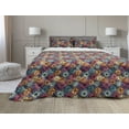 thumbnail image 1 of Floral Comforter & Sham Bedding Set, Silhouettes of Blossoming Fresh Petals of Spring Season on Dark Toned Background, 3 pcs Duvet Set Microfiber Filling Quilt, 5 Sizes, Multicolor, by Ambesonne, 1 of 4