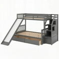 thumbnail image 2 of Twin over Full Bunk Bed with Drawers, Storage & Slide, Gray, Safe & Secure with High Guardrail & Ladder Handrails, 2 of 12