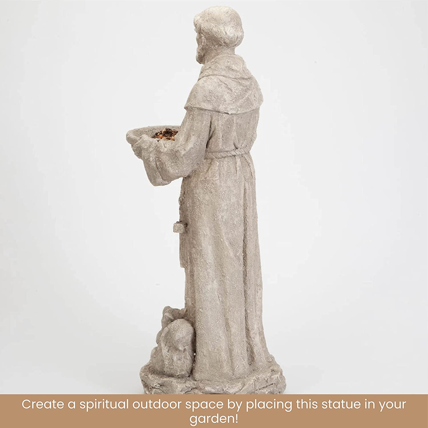 Bits and Pieces St. Francis 66cm Garden Statue, Bird Feeder
