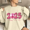 thumbnail image 2 of xixinqiwan 2025 New Year Sweatshirt Women Pullover Hoodie,Festive New Year 2025 Long Sleeve Shirt Print Celebrate Holidays Oversized Pullovers, 2 of 5