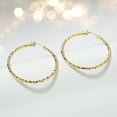 thumbnail image 4 of 14K Gold Hoop Earrings for Women Textured 40mm Large Gold Hoops with Engraved Braided Pattern, Lightweight Everyday Statement Gold Plated Jewelry, 4 of 6