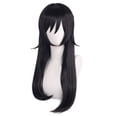 thumbnail image 1 of Peluca larga negra para cosplay de 85 cm con flequillo frontal para alta temperatura, 1 of 3