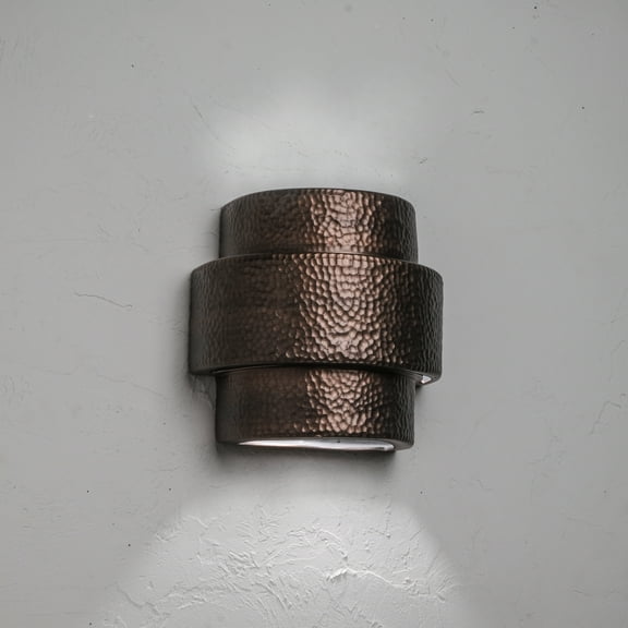 Luxury Lighting Hammerman 10" High Ceramic Outdoor Wall Light, Rubbed Copper Painted Finish, LED Bulb Included