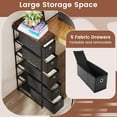 thumbnail image 2 of Demi Bonn Narrow 5-Drawer Slim Storage Tower, MDF & Fabric Drawers with Metal Frame, Anti-Tipping Organizer, Black, 2 of 7