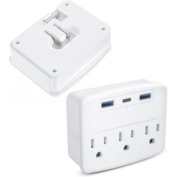 Woeilo Foldable Cruise Power Strip with 3 Outlets 3 USB Ports, 2 Packs Multi Plug Outlet Expander with USB C, No Surge Protector Cruise Essentials for Cruise Ship, Home, Office, Travel