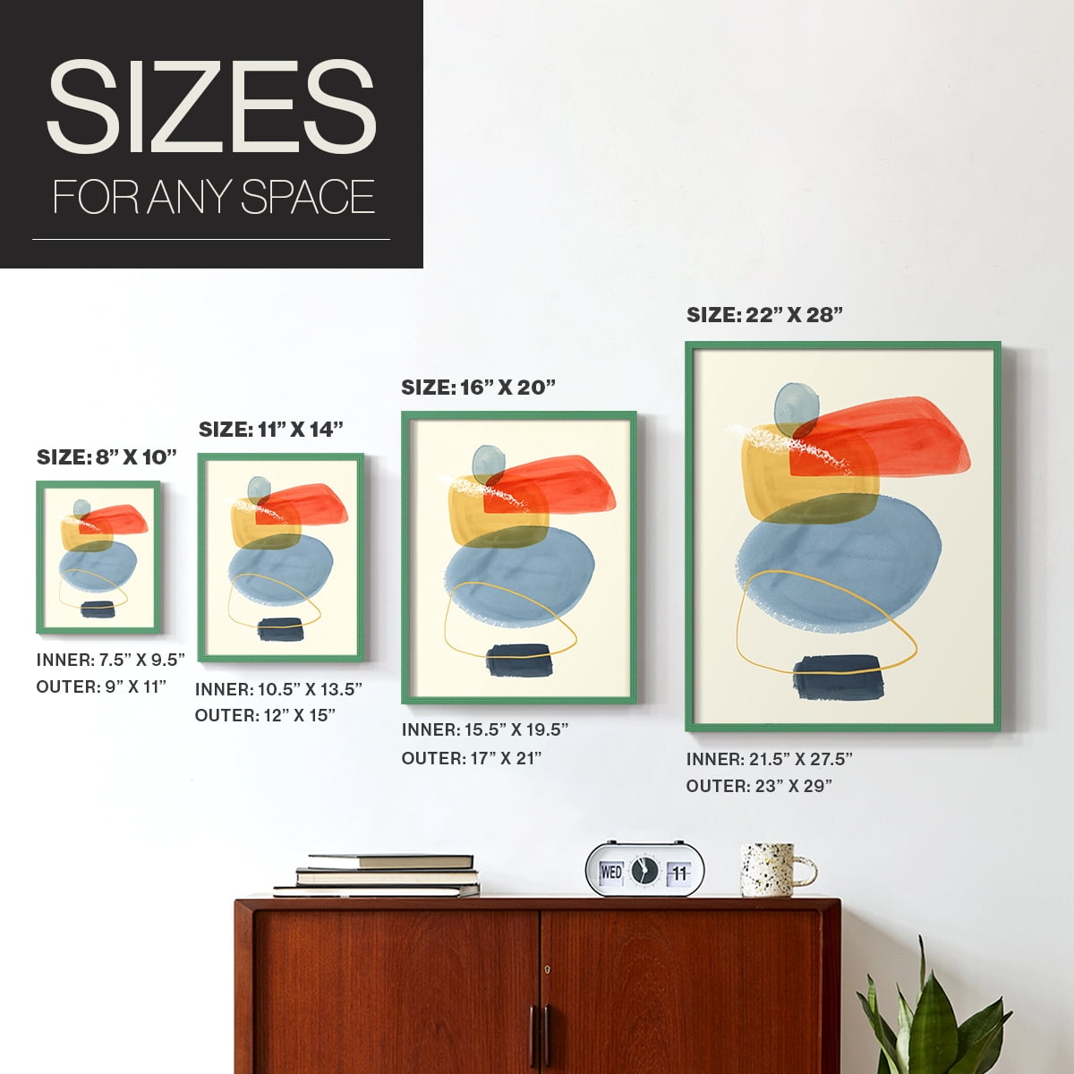 Bright Color Bundle I Framed Print in Green Solid Wood Framed Print No Nail Hanging