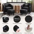 thumbnail image 4 of Renwick Barrel Accent Chair with Ottoman, Black Faux Leather, 4 of 10
