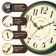 thumbnail image 3 of Geevon 12 IN Retro Wall Clock No Ticking Sound, Wall Clock with Quartz Accents and Vintage Patterns, Battery Operated for Kitchen, Bedroom, Office, Classroom, Living Room Decor (Dark Green), 3 of 9