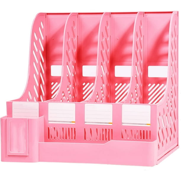 4 Compartments Storage Organiser Box Magazine File Holder, Sturdy