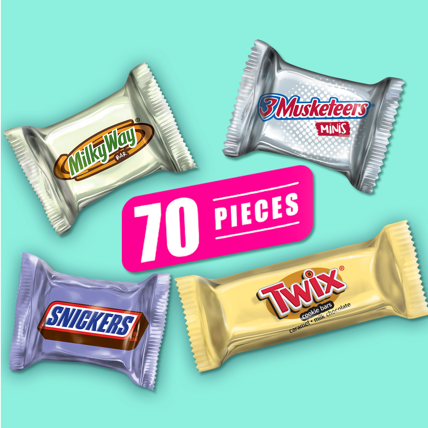 Mars Mixed Snickers, Twix, Milky Way & 3 Musketeers Easter Chocolate Candy Basket Stuffers - 70 Ct - image 3 of 15