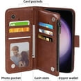 thumbnail image 3 of Phone Case for Samsung Galaxy S23 Plus S23+ 5G Wallet Cover with Tempered Glass Screen Protector and Flip Credit Card Holder Stand Cell S23plus 23S + S 23 23+ SM-S916U 6.6 inch Women Men Brown, 3 of 15