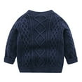 thumbnail image 4 of TOWED22 Baby Girl Bow Sweater Cardigan Open Front Button Down Long Sleeve Knitwear Coat Toddler Fall Spring Clothes(Navy,6-9 M), 4 of 4