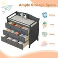 thumbnail image 3 of 3-Drawer Baby Changing Station, Nursery Dresser with Safety Rails, Strap, and Changing Table Top - Wood Diaper Changing Solution, 3 of 8