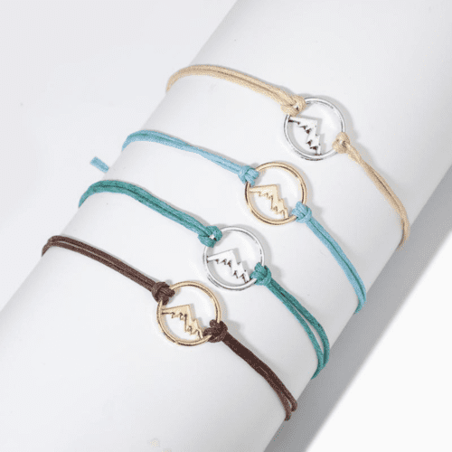 Rope Strand Mountain Peak Charm Boho Woven Adjustable Women