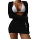thumbnail image 1 of Traje de baño de tres piezas para mujer, bikini triangular con cuello halter y pareo., 1 of 5