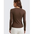 thumbnail image 2 of CRZ YOGA Ribbed Modal Long Sleeve Henley Shirt for Women Soft Stretchy Fitted Top, 2 of 4