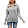 thumbnail image 2 of Vedolay Cute Sweaters Womens Fall Striped Sweater 2023 Long Sleeve Loose Oversized Pullover Tops,Gray M, 2 of 4