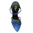 thumbnail image 4 of FSJ Women Sexy Slip on Stiletto High Heels Cross Strap Open Almond Toe Mules Fashion Dressy Party Slide Sandals Size 4 Blue, 4 of 4