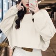 thumbnail image 2 of Vedolay Cute Tops Womens Sweatshirts Long Sleeve Crew Neck Pullover Casual 2023 Fall Clothes,Beige L, 2 of 5
