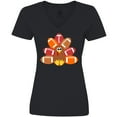 thumbnail image 3 of Inktastic Thanksgiving Cute Football Turkey Women's V-Neck T-Shirt, 3 of 5