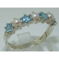 thumbnail image 2 of LBG 14k White Gold Cultured Pearl & Blue Topaz Womans Eternity Ring - Size 4, 2 of 6