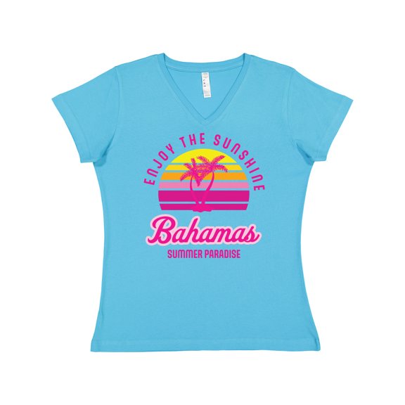 Inktastic Enjoy the Sunshine Bahamas Summer Paradise Women's V-Neck T-Shirt