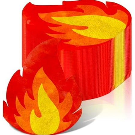 48Pcs Fire Napkins Flame Napkins Disposable Paper for Firefighter Theme Fire Truck Birthday Pentecost Fireman Graduation Bonfire Survivor Picnic BBQ Party Supplies
