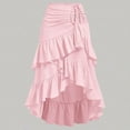 thumbnail image 5 of WULMLEO Women's Western Boho Flowy Ruffle Hem Tiered Midi Skirts High Low Asymmetrical Drawstring Skirts Pink L, 5 of 5