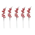 thumbnail image 2 of karymi Red Christmas Berry Artificial Flowers 5-Pack 8-11 Inch Plastic Stems For Floral Arrangements Holiday Decor Vase Fillers Christmas Party Supplies Christmas Gifts Christmas Ornaments, 2 of 6