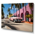 thumbnail image 2 of Designart "Pink Cadillac in Miami V" Transportation Wall Art Living Room, 2 of 5