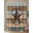 thumbnail image 4 of Boanket Polyester Fabric Teal Brown Farmhouse Shower Curtain, Country Texas Star Vintage Waterproof Bathtub Curtain Bathroom Decor Set with Hooks 72 x 72 Inches,, 4 of 6