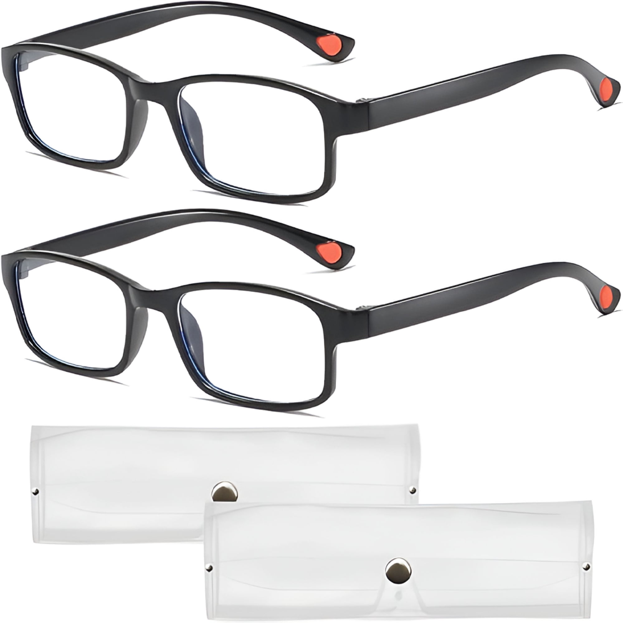 HBMYN Auto Focus Glasses Self Adjusting,2Pcs Intelligent Dual Smart Focus Reading Glasses for Women&Men,Automatic Zoom Anti-Blue Light Presbyopia Glasses(Black)