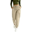 thumbnail image 5 of VBVC Women's Drawstring Cargo Jogger Pants , Y2K Parachute Trousers For Women , Ladies' Lightweight Athletic Pants with Pockets, Khaki , S-2XL, 5 of 6
