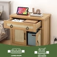 thumbnail image 2 of Uforic Nightstand Bedside Table with Doors & Drawer, End Table with Charging Station, Oak, 2 of 8