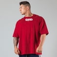 thumbnail image 2 of Red Gym Fitness T-shirt Men Running Sport Loose Shirt Short Sleeve Cotton Tee Tops Summer Male Bodybuilding Training Clothing, 2 of 6