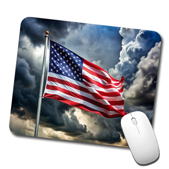 Waving American Flag After Storm Patriotic United States Mouse Pad Low Profile Gaming Mat