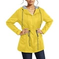 thumbnail image 2 of KDFJPTH Womens Rain Jacket With Hood Lightweight Long Sleeve Windbreaker Zip Up Drawstring Raincoat With Pockets Womens Coat Women's Pullover Windbreaker, 2 of 6