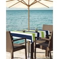 thumbnail image 3 of Lsrtoss Outdoor Tablecloth with Umbrella Hole & Zipper, Green Navy Blue Striped Square Tablecloth 54x54 Inch, Farmhouse Stripe Art Patio Table Cover Waterproof Table Cloth for Picnic/Party, 3 of 7