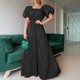 thumbnail image 1 of Vintage Puff Sleeve Women Party Maxi Dress Elegant Striped Office Lady Long Dresses Fashion Turn-down Collar Button Shirt DressS Gao Jinjia LED, 1 of 2